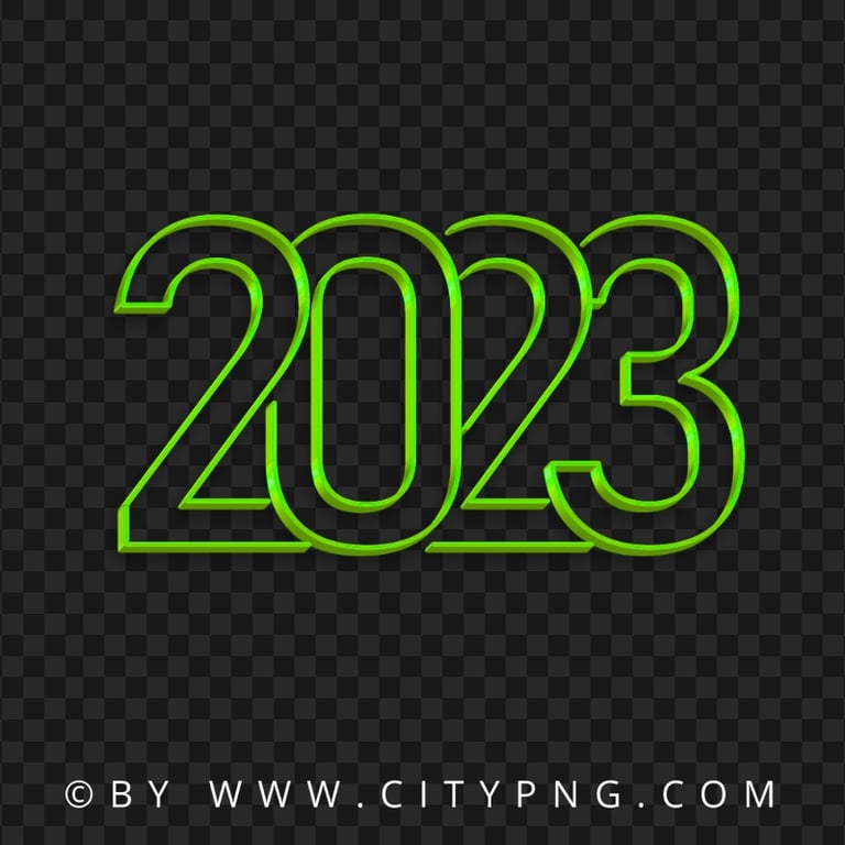 2023 Green Art Line Text Logo Numbers HD PNG