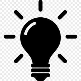 Transparent HD Black Light Bulb Idea Icon Symbol