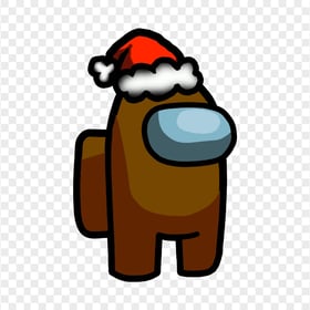HD Brown Among Us Crewmate Character With Santa Hat PNG