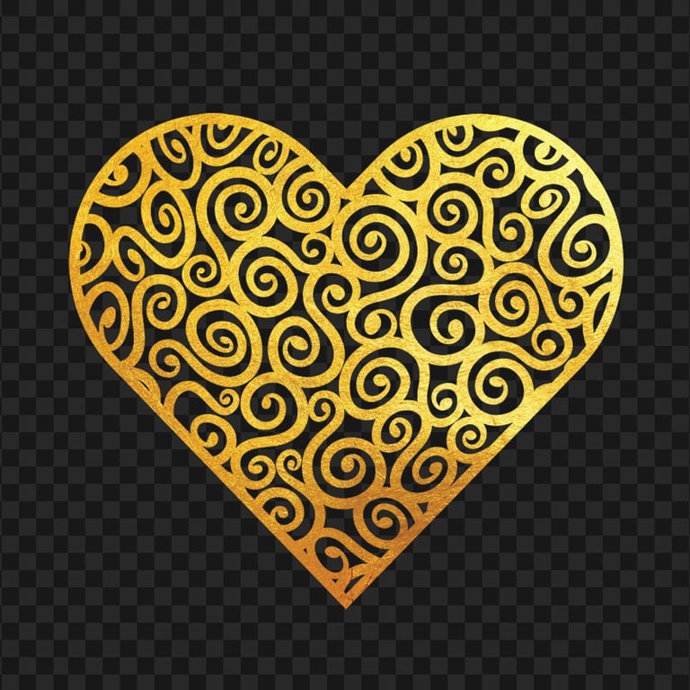 Transparent Gold Heart Shape
