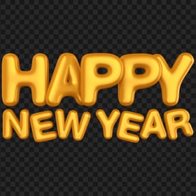 HD Yellow Gold Happy New Year Balloons Effect PNG