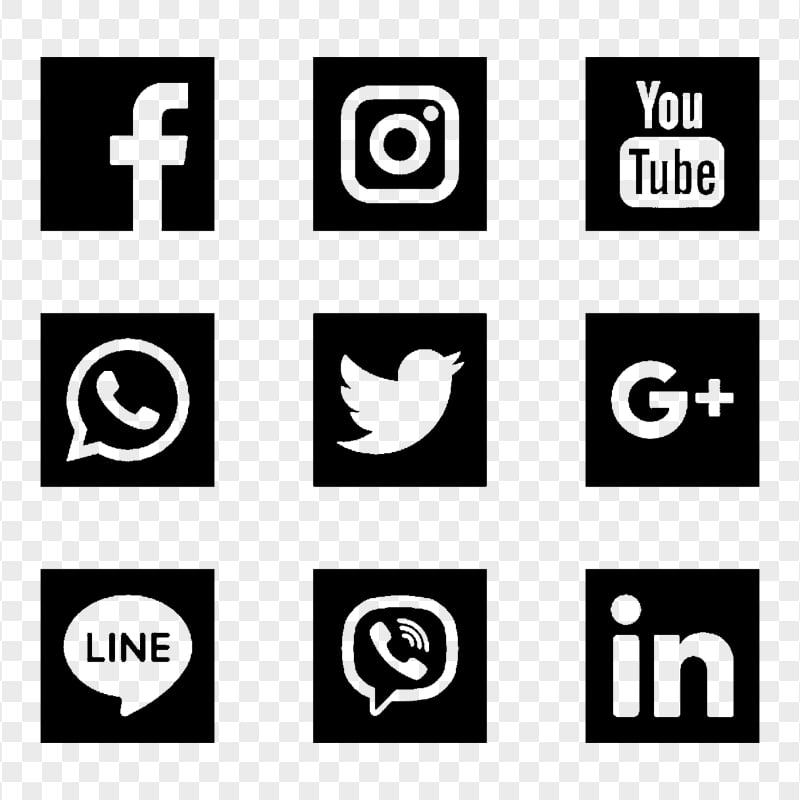 Social Media Black Square Icons | Citypng
