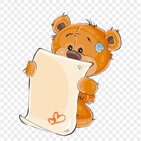 Cartoon Teddy Bear Reading A Love Letter PNG