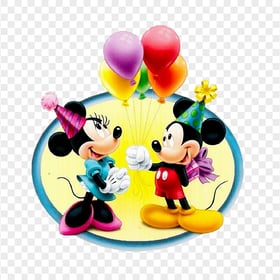 Mickey and Minnie Mouse Holding Ballons PNG