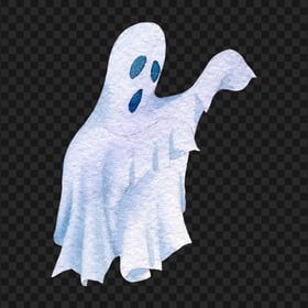 Watercolor Halloween Blue Ghost PNG