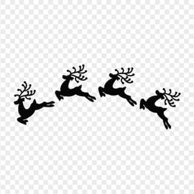 Christmas Black Deer Reindeer Jumping Silhouette