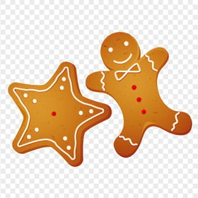 HD Gingerbread Man And Star Illustration PNG