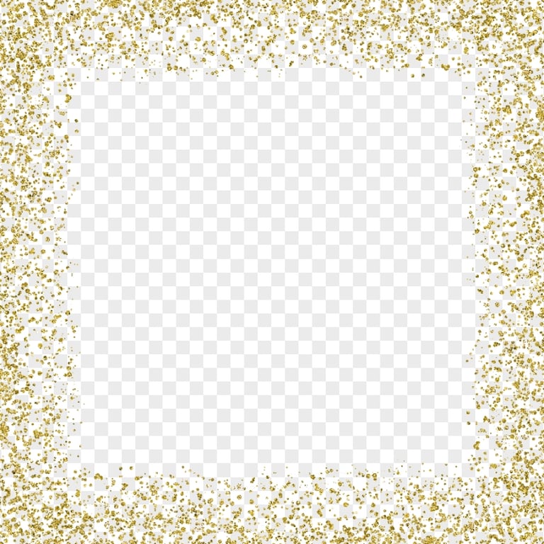Gold Glitter Square Frame HD PNG