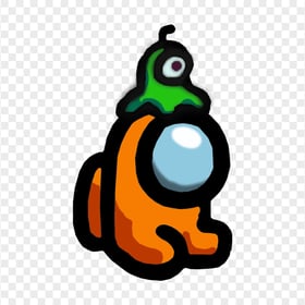 HD Orange Among Us Mini Crewmate Baby Brain Slug Hat PNG