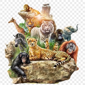 Wild Animals Zoo Badge Transparent Background