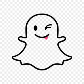 Snapchat Cute Cartoon Ghost Tongue Outline Icon PNG Image