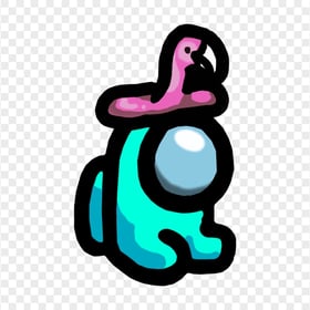 HD Cyan Among Us Mini Crewmate Character Baby With Flamingo Hat PNG