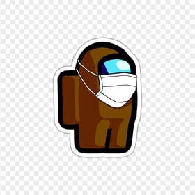 HD Brown Among Us Character Covid Surgical Mask Stickers PNG