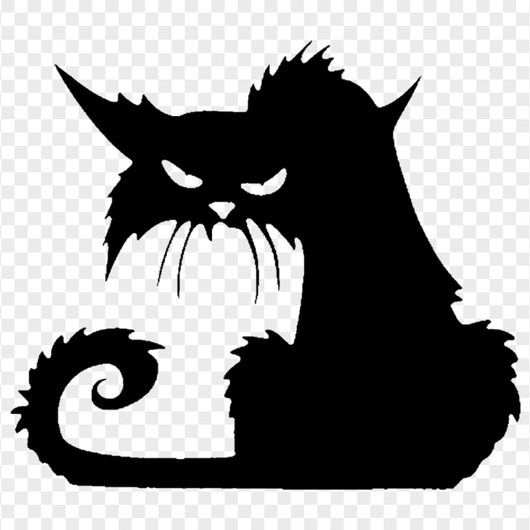 Spooky Black Cat Kitten Halloween Silhouette FREE PNG