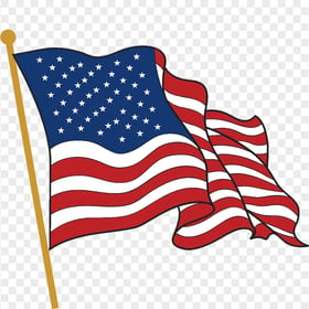 Vector Clipart Cartoon American Flag On Pole