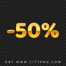 50 Percent Discount Gold Text HD PNG