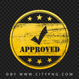 Golden Gold Round Approved Stamp With Check Icon