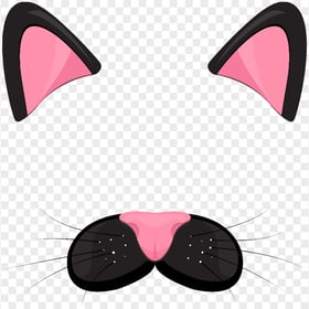 Cute Cartoon Cat Ears and Whiskers HD Transparent Background