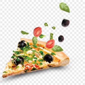 Pizza Slice Flying Ingredients Italian Cuisine FREE PNG