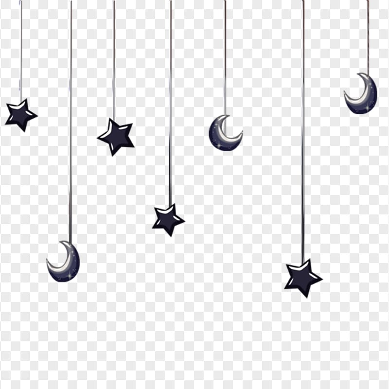 Hanging Stars And Moon Black Ramadan Decoration