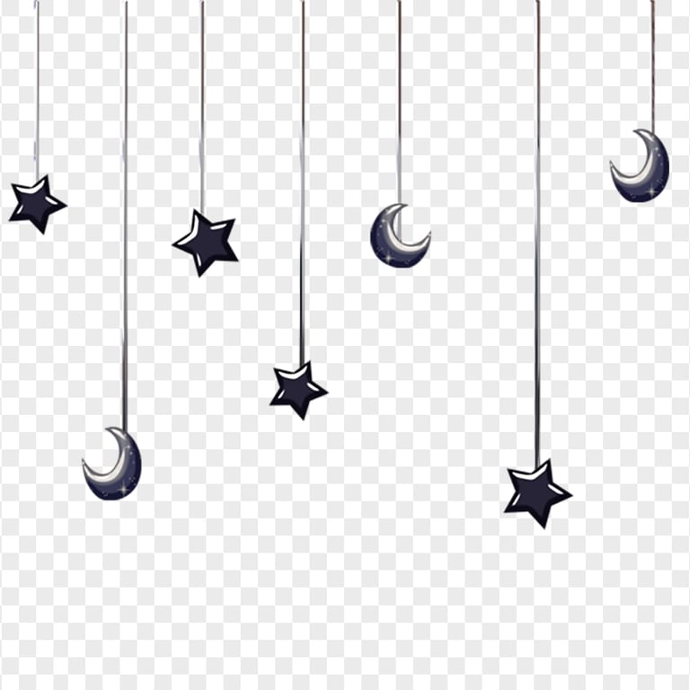 Hanging Stars And Moon Black Ramadan Decoration