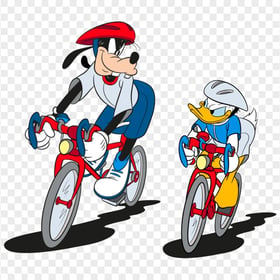 Donald Duck And Goofy Cycling PNG Image
