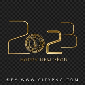 Gold Luxury 2023 Happy New Year With Clock PNG Image