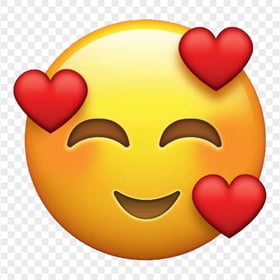 Emoji Smiling With Face 3 Hearts HD