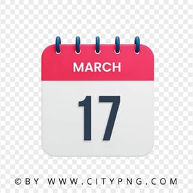 17th March Day Date Calendar Icon HD PNG