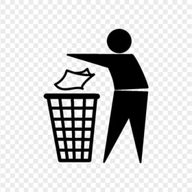 Man Throwing Trash Bin Black Icon HD PNG