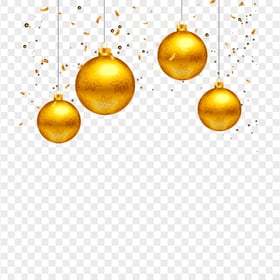 Hanging Gold Ornaments Bauble With Confetti PNG Image