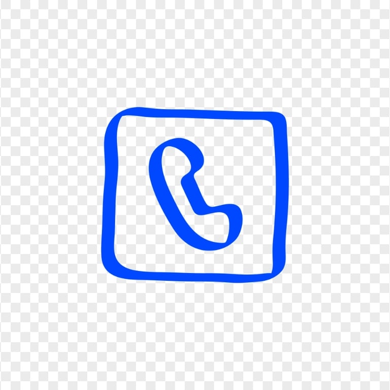 HD Blue Hand Draw Square Phone Icon Transparent PNG