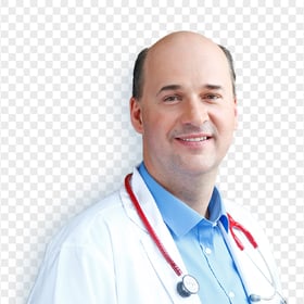 Bald Doctor Male With Stethoscope Healthcare