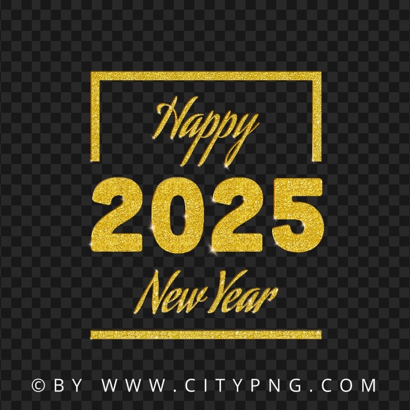 2025 Gold Glitter Happy New Year Design Image PNG Citypng