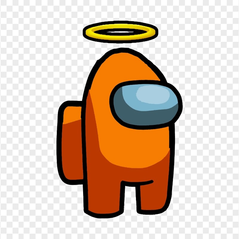 HD Orange Among Us Crewmate Character With Halo On Head PNG