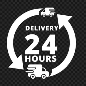 Delivery 24 Hours White Logo Icon Sign PNG