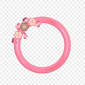 Pink Circle Floral Frame PNG