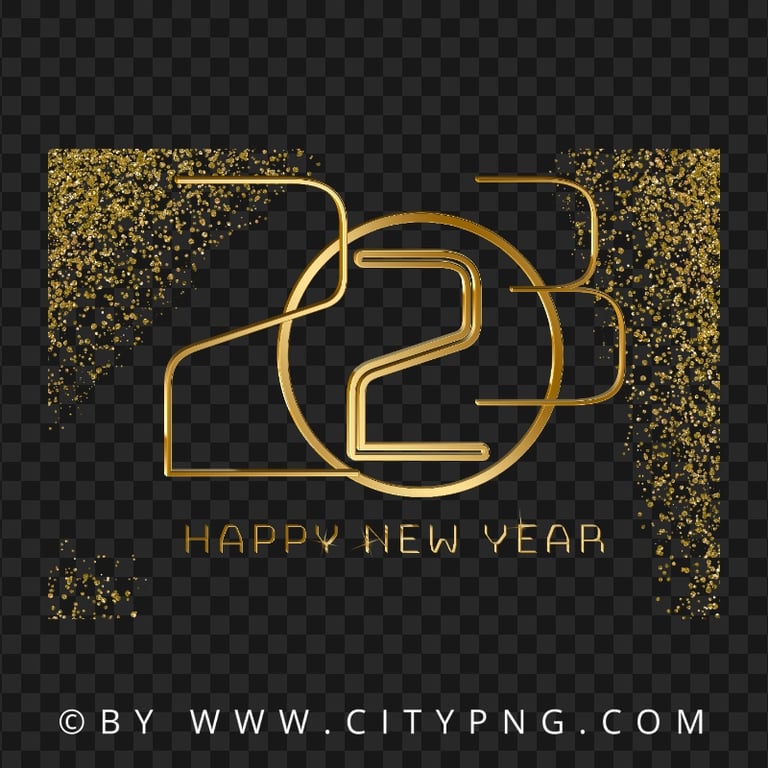 Luxury Golden 2023 Happy New Year Glitter Effect PNG