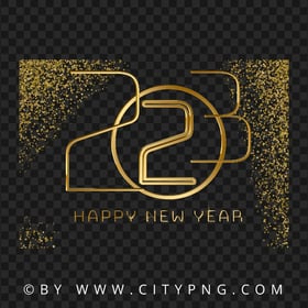 Luxury Golden 2023 Happy New Year Glitter Effect PNG