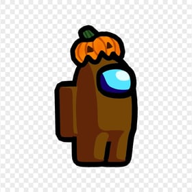 HD Brown Among Us Character Pumpkin Hat PNG