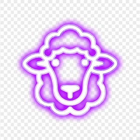 HD Purple Glowing Neon Sheep Head Face Icon PNG