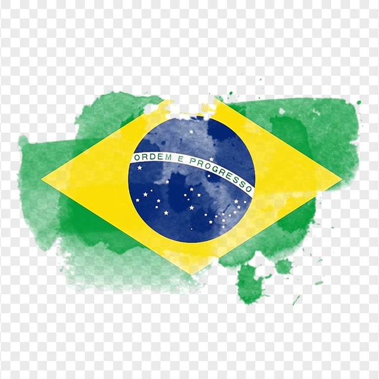 Brazil Watercolor Flag HD PNG