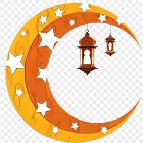 Crescent Ramadan Moon Lanterns Decor Illustration