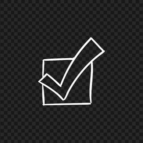HD Outline Check Mark Tick Box Hand Drawn White Sketch Icon PNG