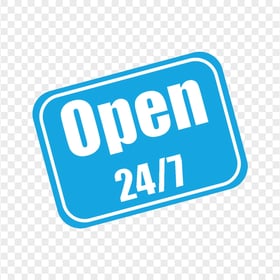 HD Open 24/7 Blue And White Logo Sign PNG
