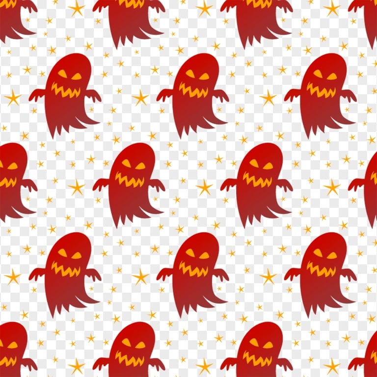 HD Red Halloween Cartoon Clipart Ghosts Pattern PNG
