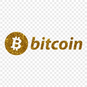 HD Yellow Glitter BTC Bitcoin Text Logo PNG