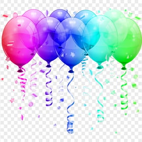 Balloons Confetti Birthday Party Illustration PNG