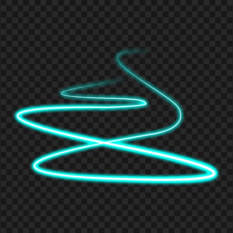 HD Blue Turquoise Spiral Swirl Curve Neon Light Line PNG