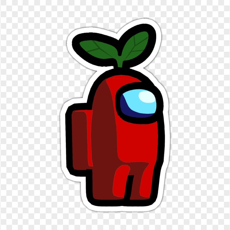 HD Red Among Us Character Leaf Hat Stickers PNG Citypng